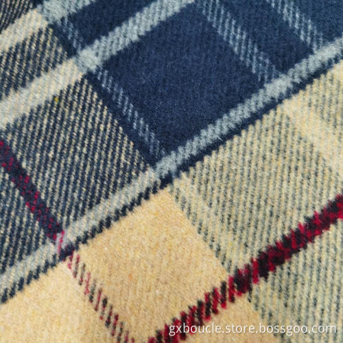 Woolen fashion checked design brushed fabric